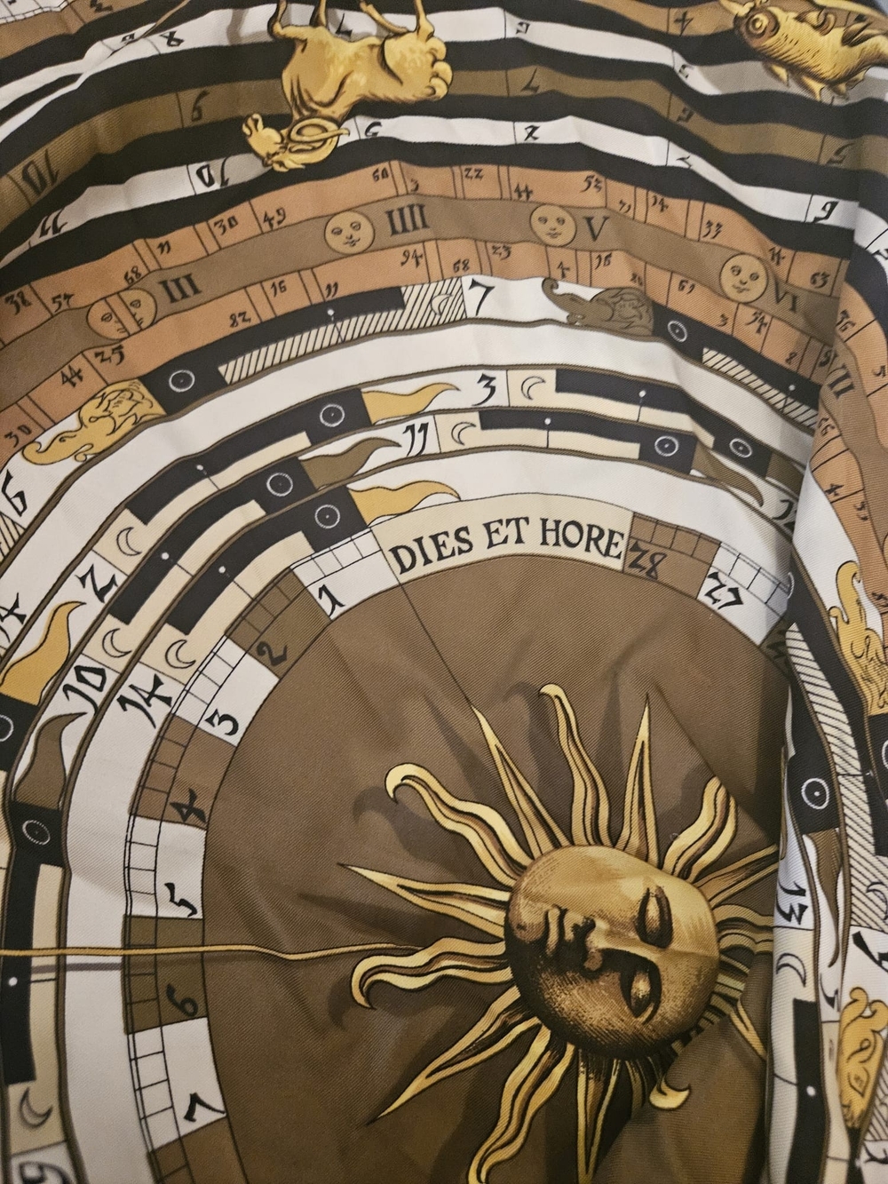 Hermes Sun and Zodiac Tapestry in Gold, Black, White, Tan